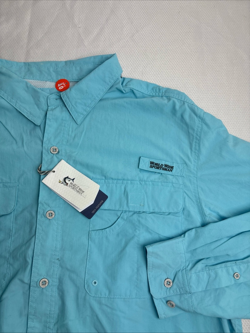 World Wide Sportsman Men's Nylon Blue Long Sleeve Vented Fishing Shirt  XL UPF40
